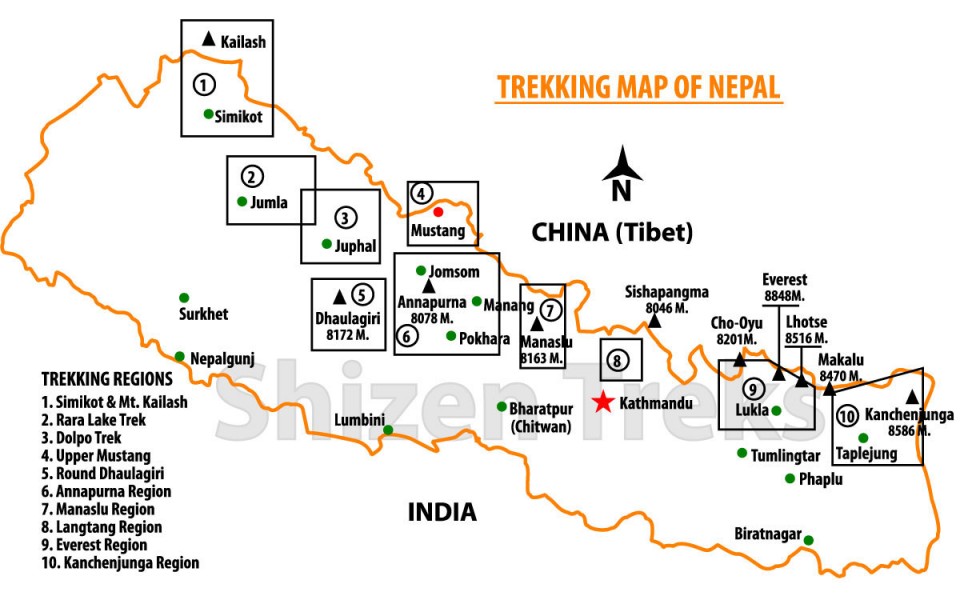 Trekking Map of Nepal